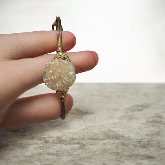 Champagne Geode Stone brass bangle Bracelet by Bourbon and Bowties - Picture 2 of 2